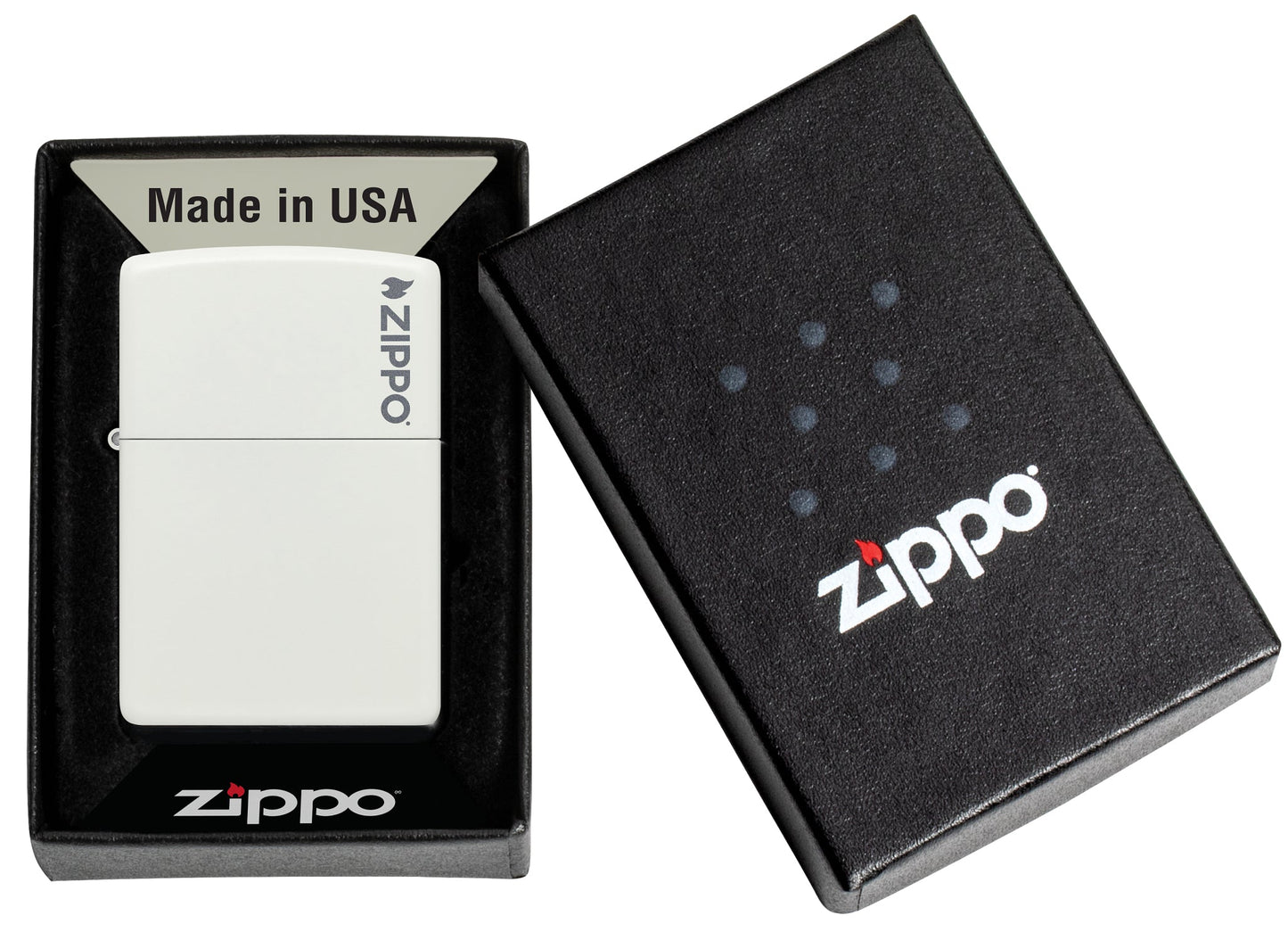 Classic White Matte Zippo Logo