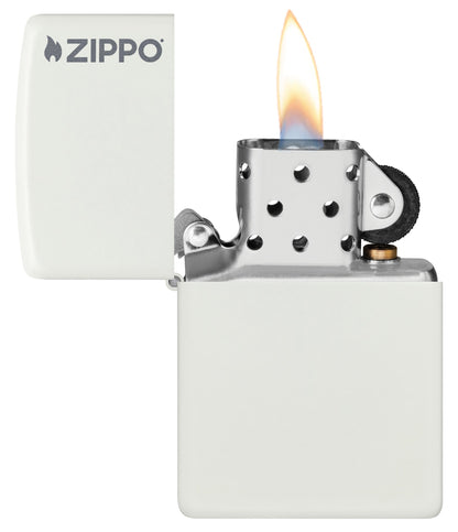 Classic White Matte Zippo Logo