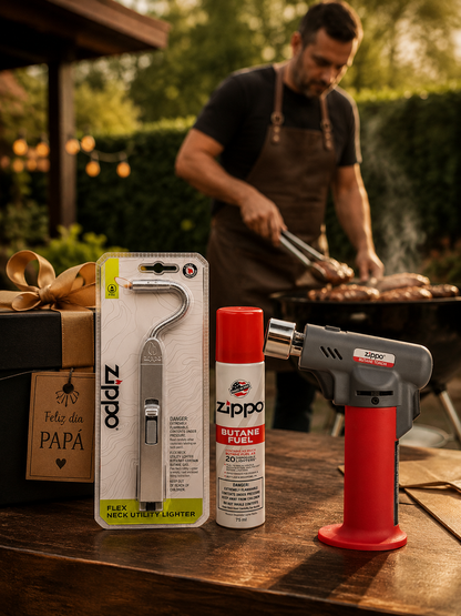 Butane Torch, Butane Fuel & Flex Neck Utility Lighter  Gift Kit Father's Day