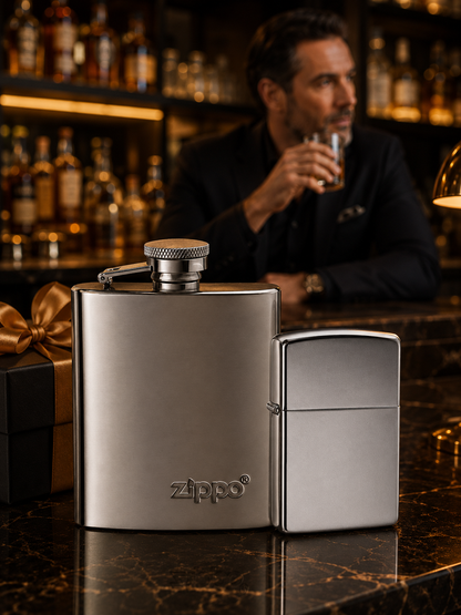 Flask & Classic High Polish Chrome Gift Kit Father's Day