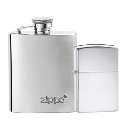 Flask & Classic High Polish Chrome Gift Kit Father's Day