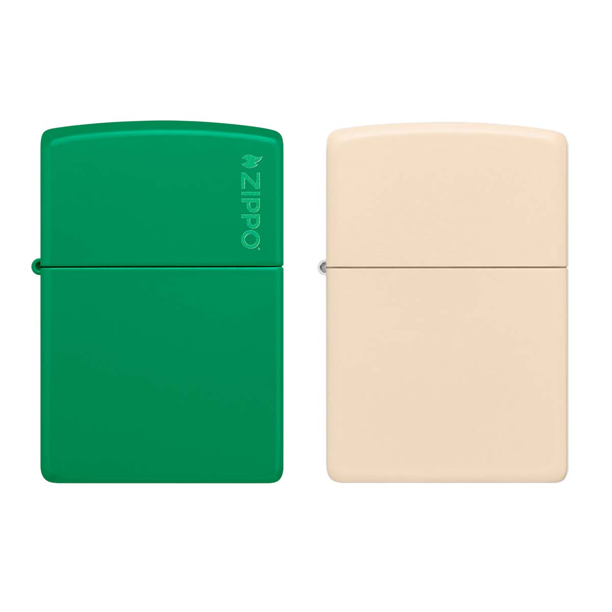 Classic Grass Green Matte Zippo Logo & Classic Cream Matte Gift Kit (2Pack)