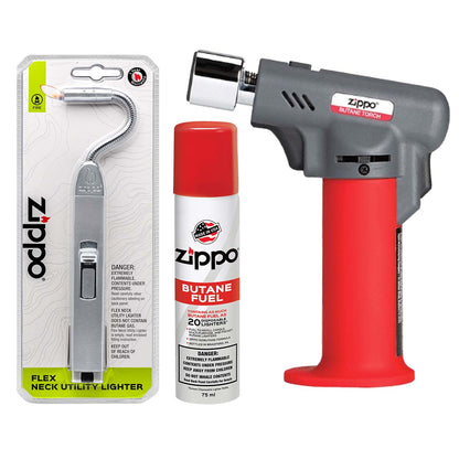 Butane Torch, Butane Fuel & Flex Neck Utility Lighter  Gift Kit Father's Day