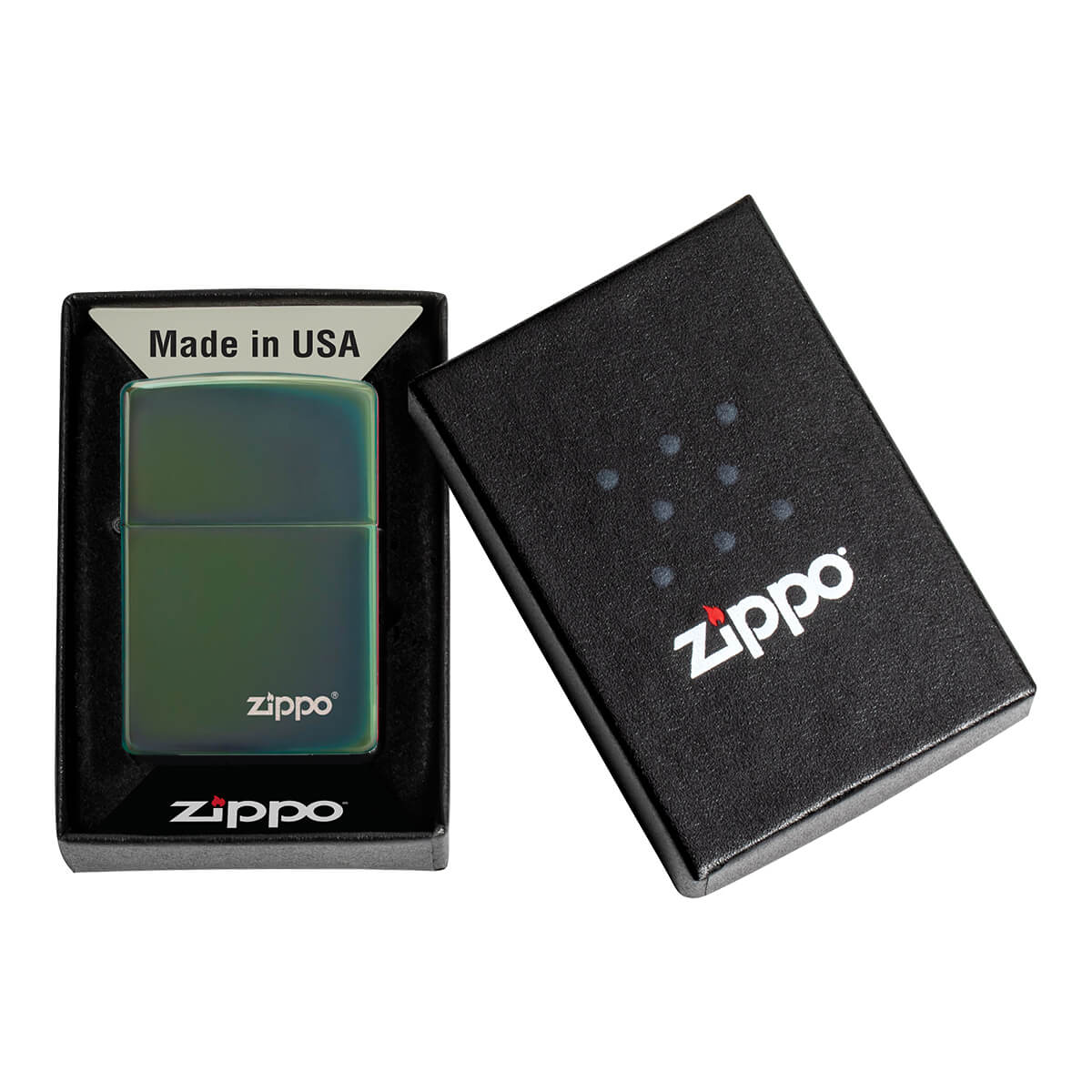 Classic High Polish Green Zippo Logo