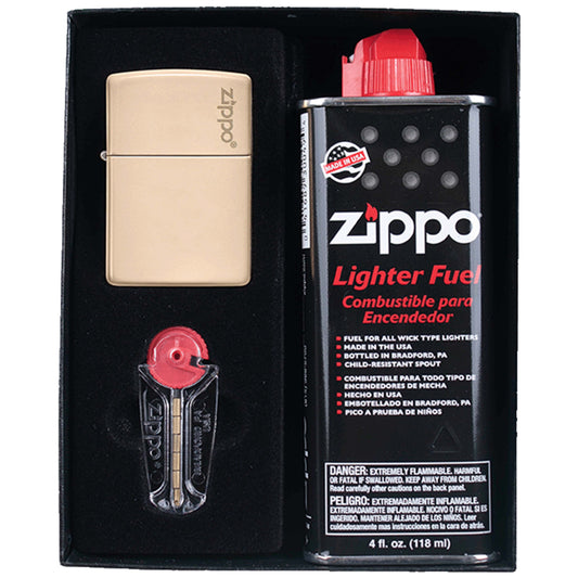 Classic Flat Sand Zippo Logo Gift Kit