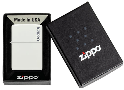 Classic White Matte Zippo Logo