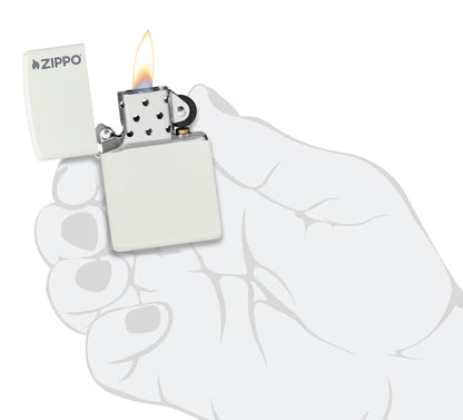 Classic White Matte Zippo Logo